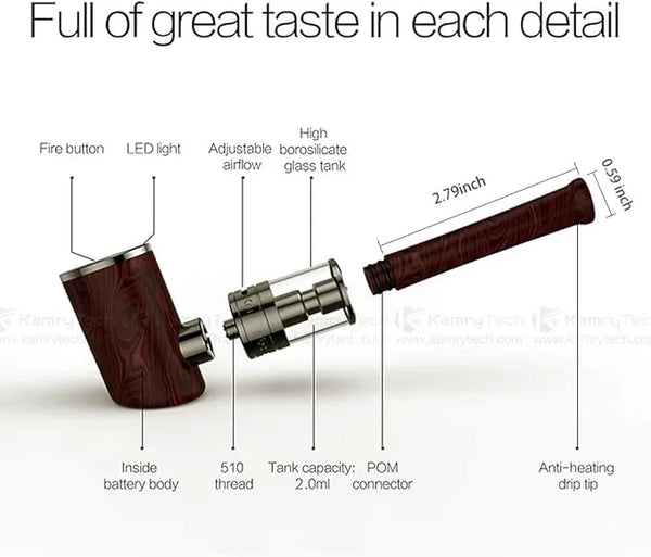 kamry k1000 Plus Wood black Color e-cig Pipe (Mouthpiece)