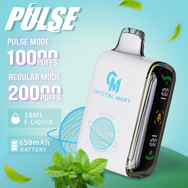 CRYSTAL MARY Pulse 10000 Rookwolken 20K Rookwolken Einweg-Vape E-Zigarette Dual Mesh Spiraal