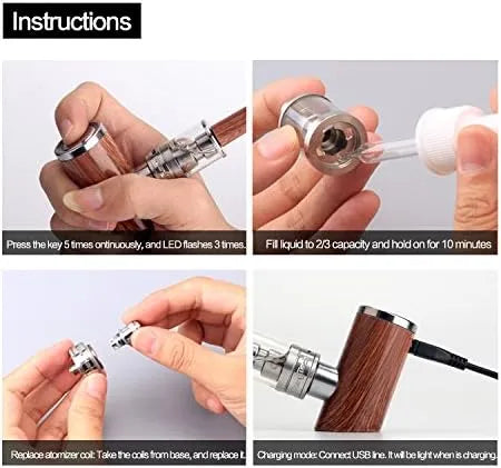 kamry k1000 Plus Atomizer 2ml Empty Tank for Wood Color e-cig Pipe